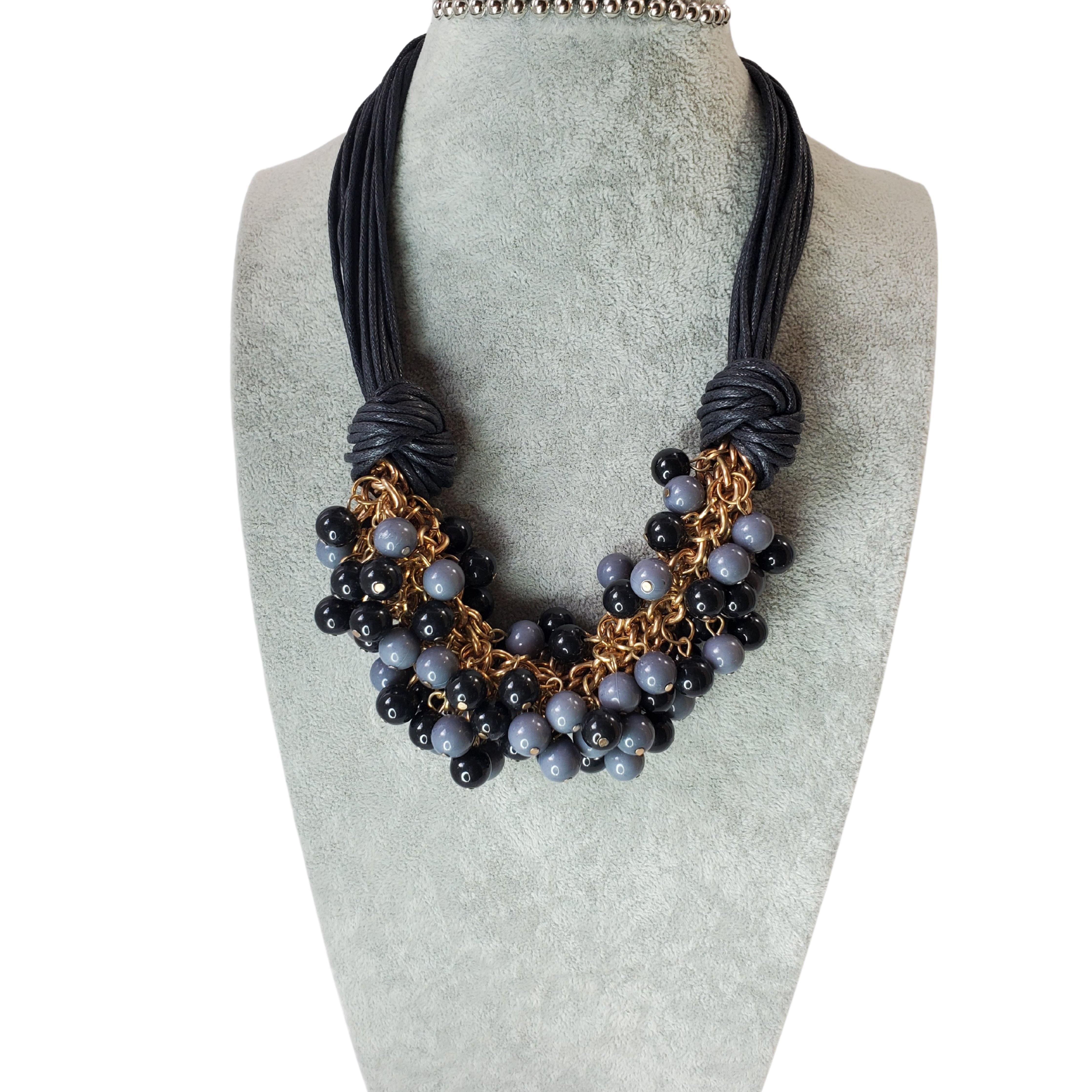 Black & Grey Beaded Necklace Samarlie 