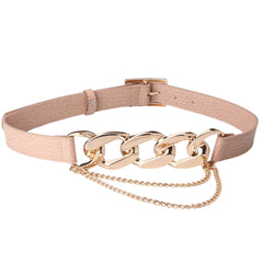 Fashion Link Gold Metal Chain Stitching Camel Belt - Samarlie