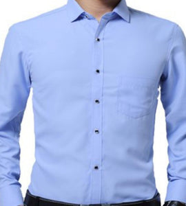 French Cuff Long Sleeve Sky Blue Dress Shirt