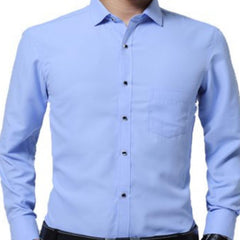 French Cuff Long Sleeve Sky Blue Dress Shirt - Samarlie