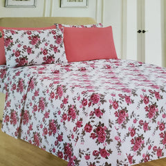 Pink Floral Print Twin Size Bedroom Set