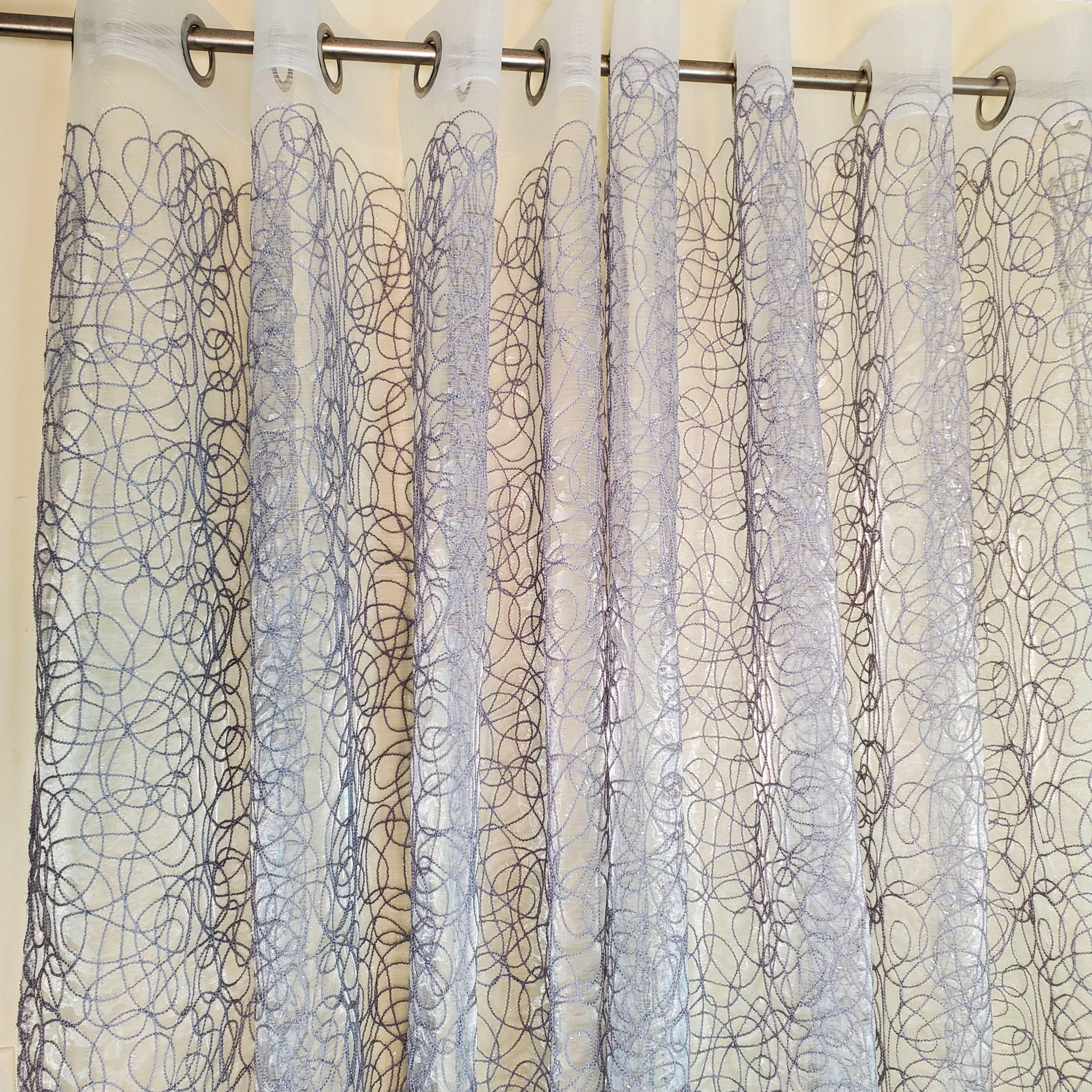 Geometric Embroidered Sheer Curtains - Samarlie