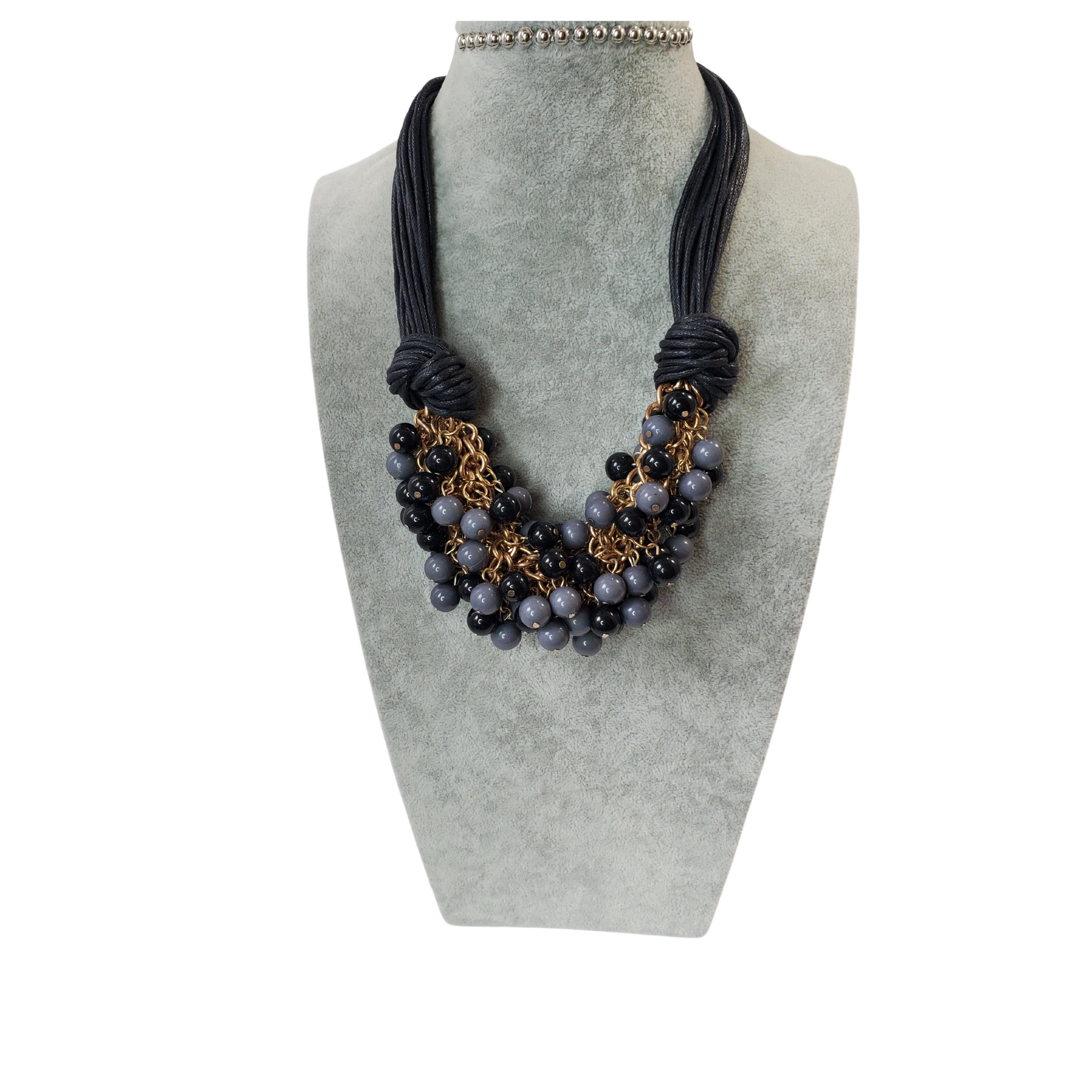 Black & Grey Beaded Necklace Samarlie 