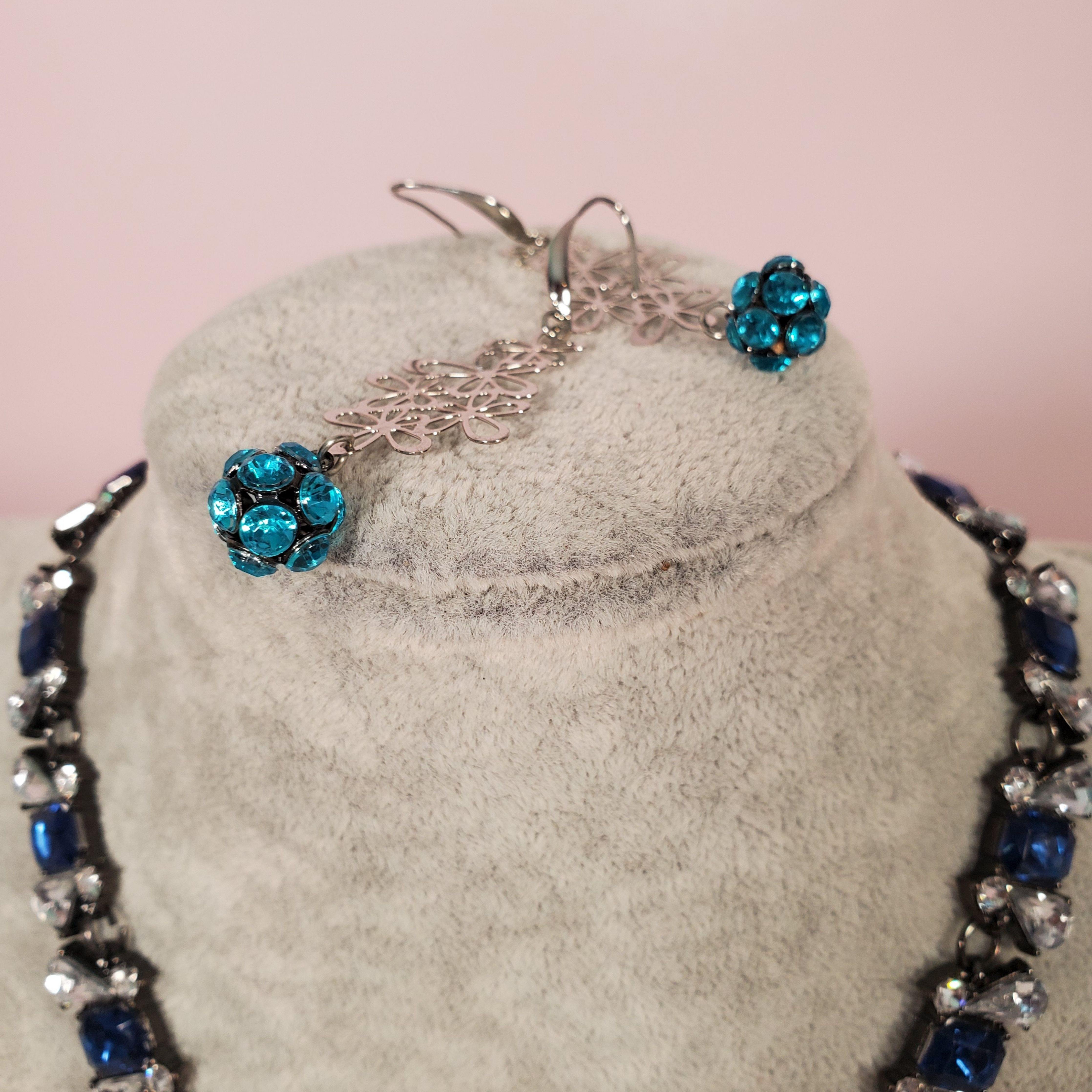 Blue Rhinestone Necklace - Samarlie