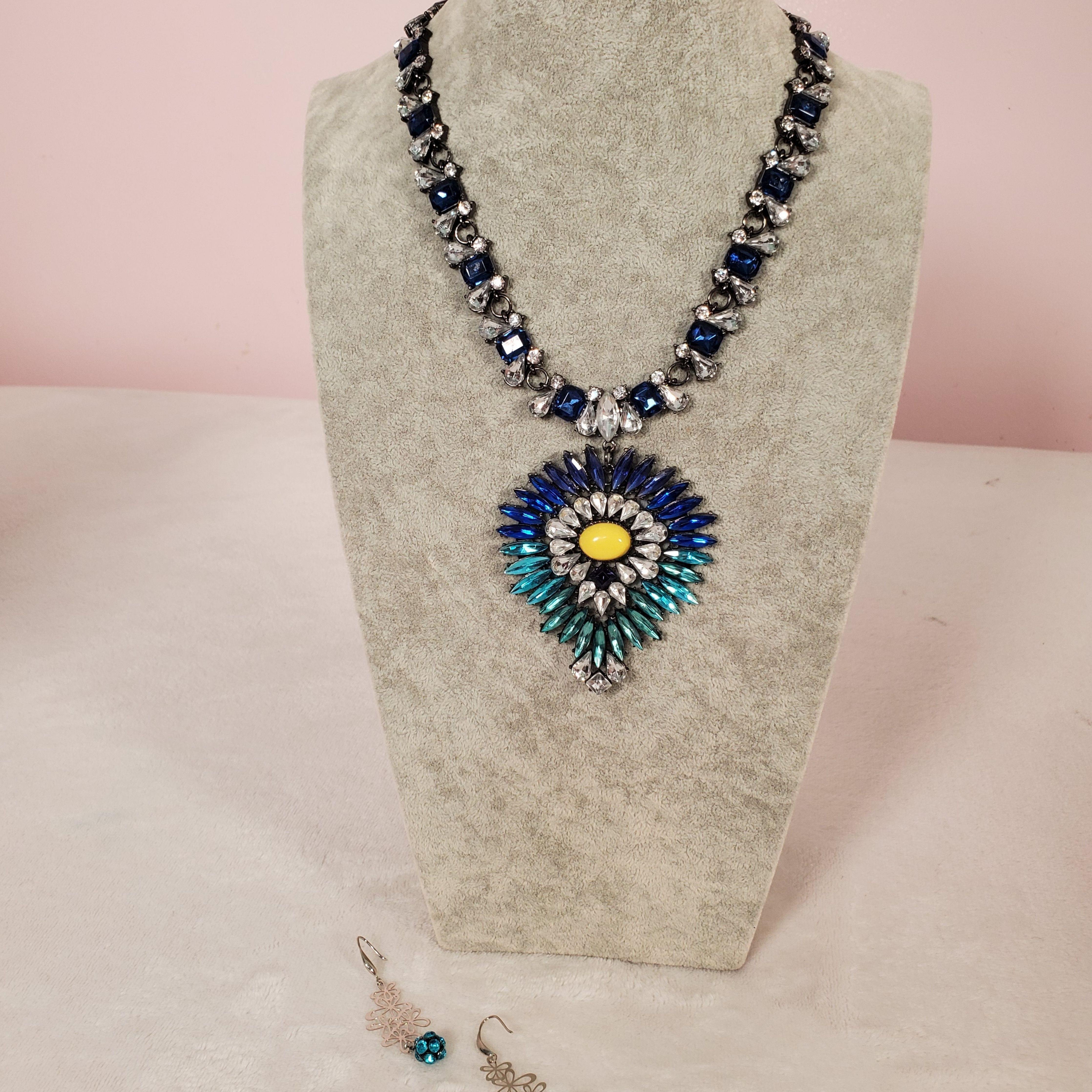 Blue Rhinestone Necklace - Samarlie