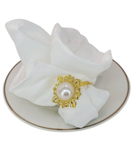 Antique Gold Faux Pearl Napkin Ring