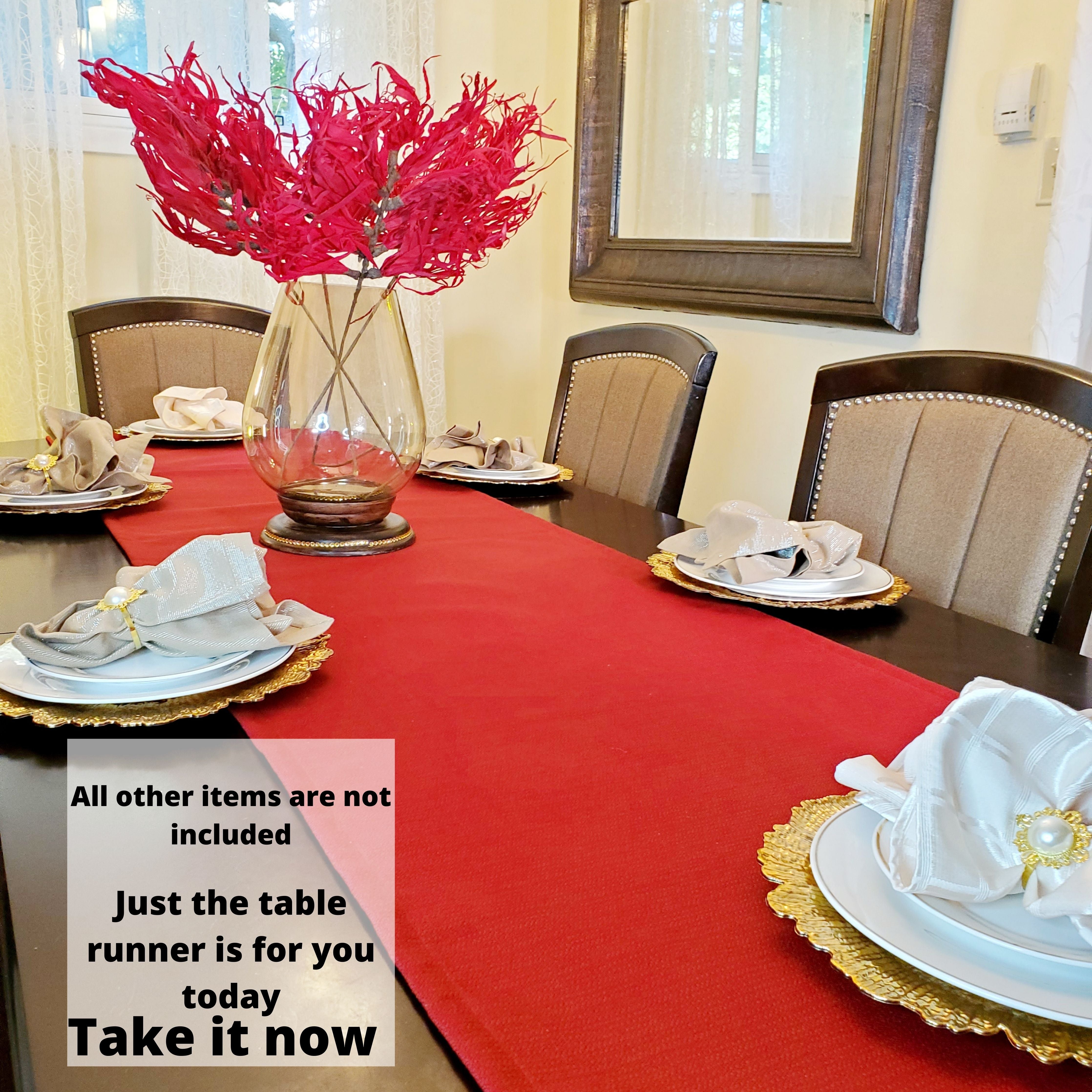 Elegant  Red Ochre Cotton Table Runner