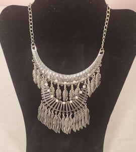 Silver Rhinestone Boho Collar Necklace