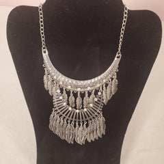 Silver Rhinestone Boho Collar Necklace - Samarlie