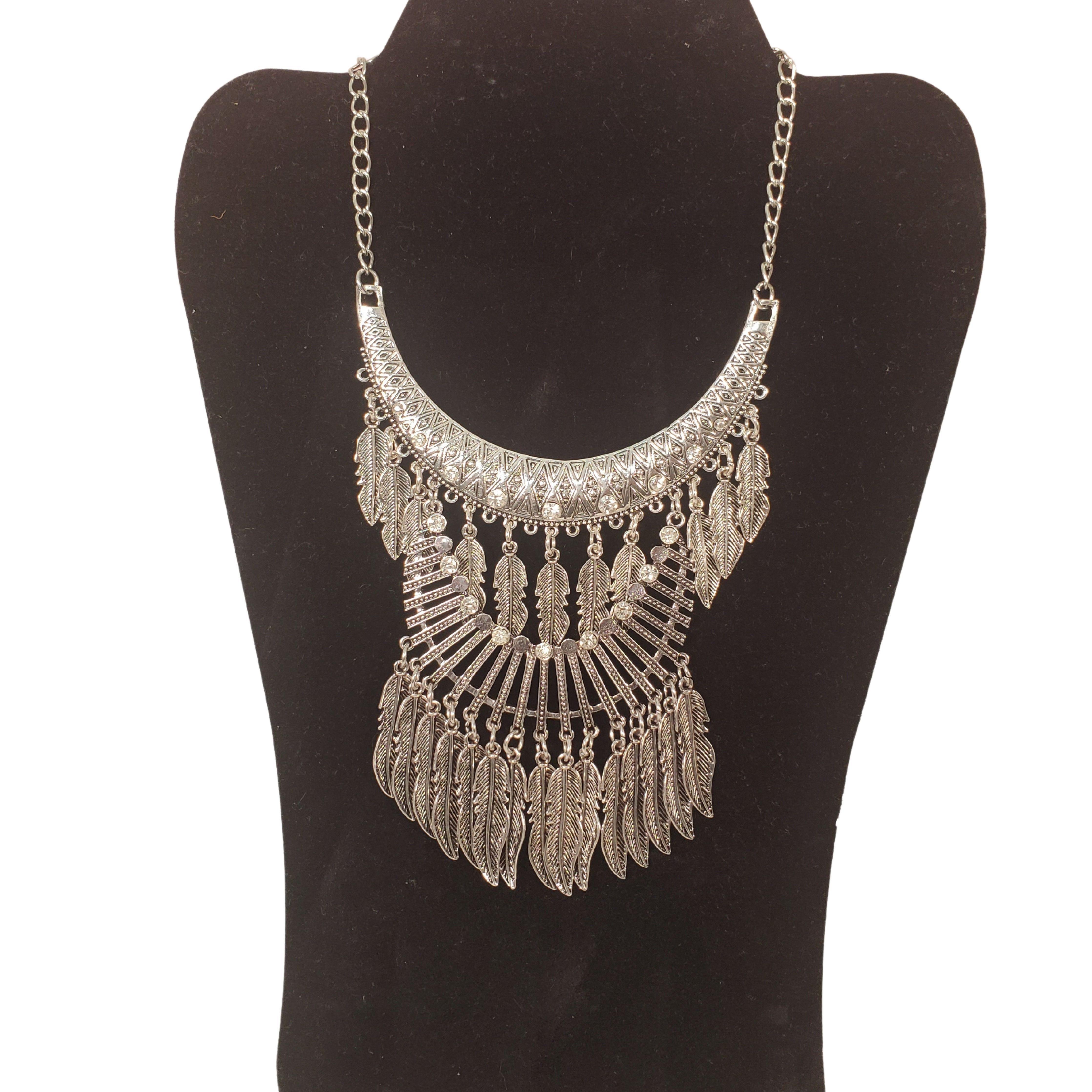 Silver Rhinestone Boho Collar Necklace - Samarlie