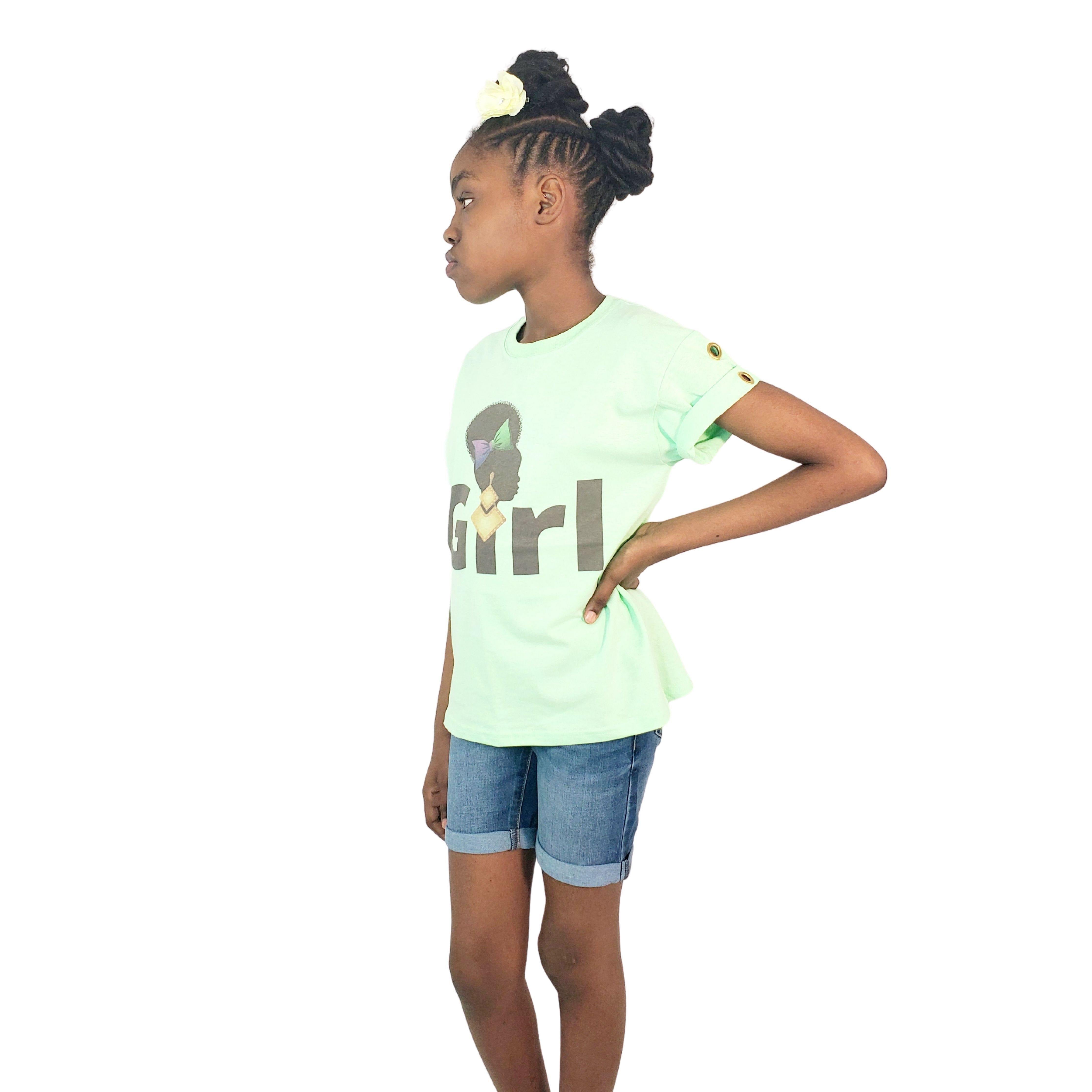 Gold Eyelets Short Sleeve Girl's T-Shirt - Samarlie