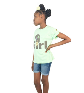 Gold Eyelets Short Sleeve Girl's T-Shirt