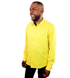 French Cuff Long Sleeve Yellow Dress Shirt