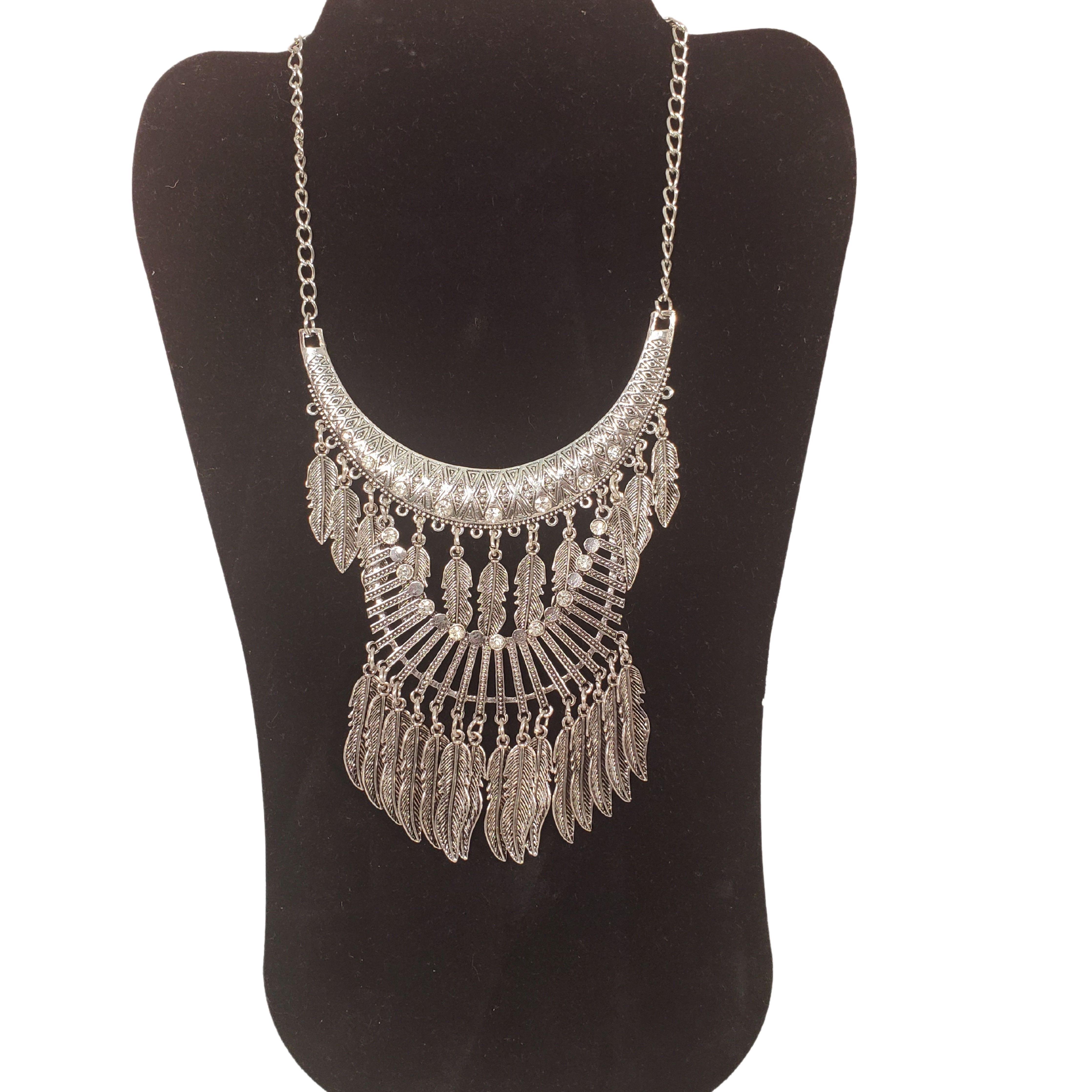 Silver Rhinestone Boho Collar Necklace - Samarlie