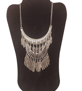 Silver Rhinestone Boho Collar Necklace