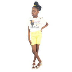 Polka-Dots Bow Girl's T-Shirt & Short Pants Set - Samarlie