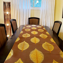 Brown Leaf Pattern Table Runner