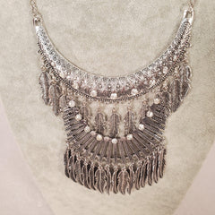 Silver Rhinestone Boho Collar Necklace - Samarlie