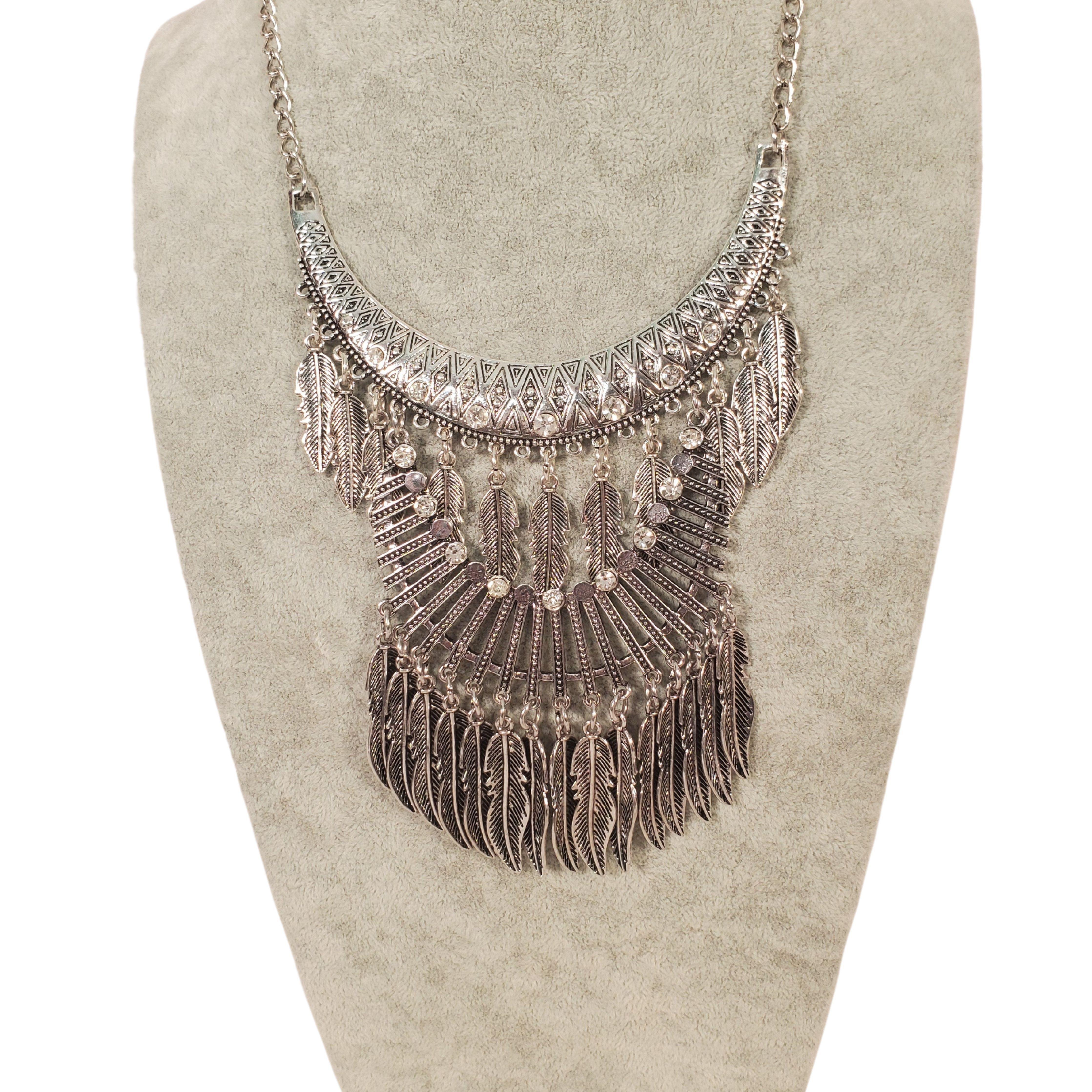 Silver Rhinestone Boho Collar Necklace - Samarlie