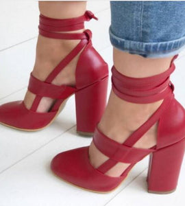 High heel thick heel strap sandals