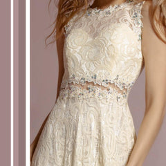 Sleeveless Champagne Lace dress - Samarlie