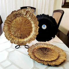 Gold Plastic Reef Charger Plates - 13 Inch Round Charger Plates