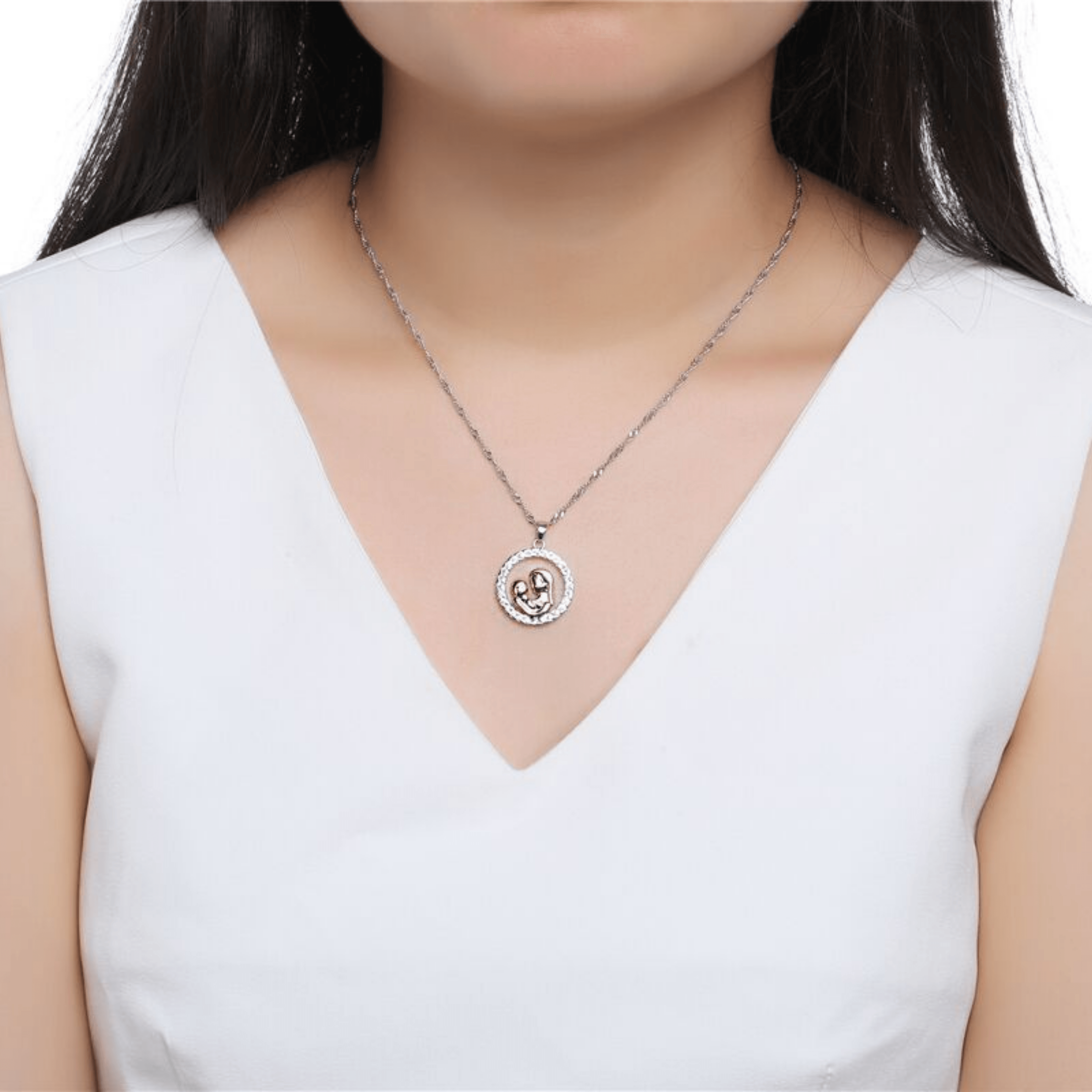 Small Silver Round Gold-plus-platinum Necklace - Samarlie