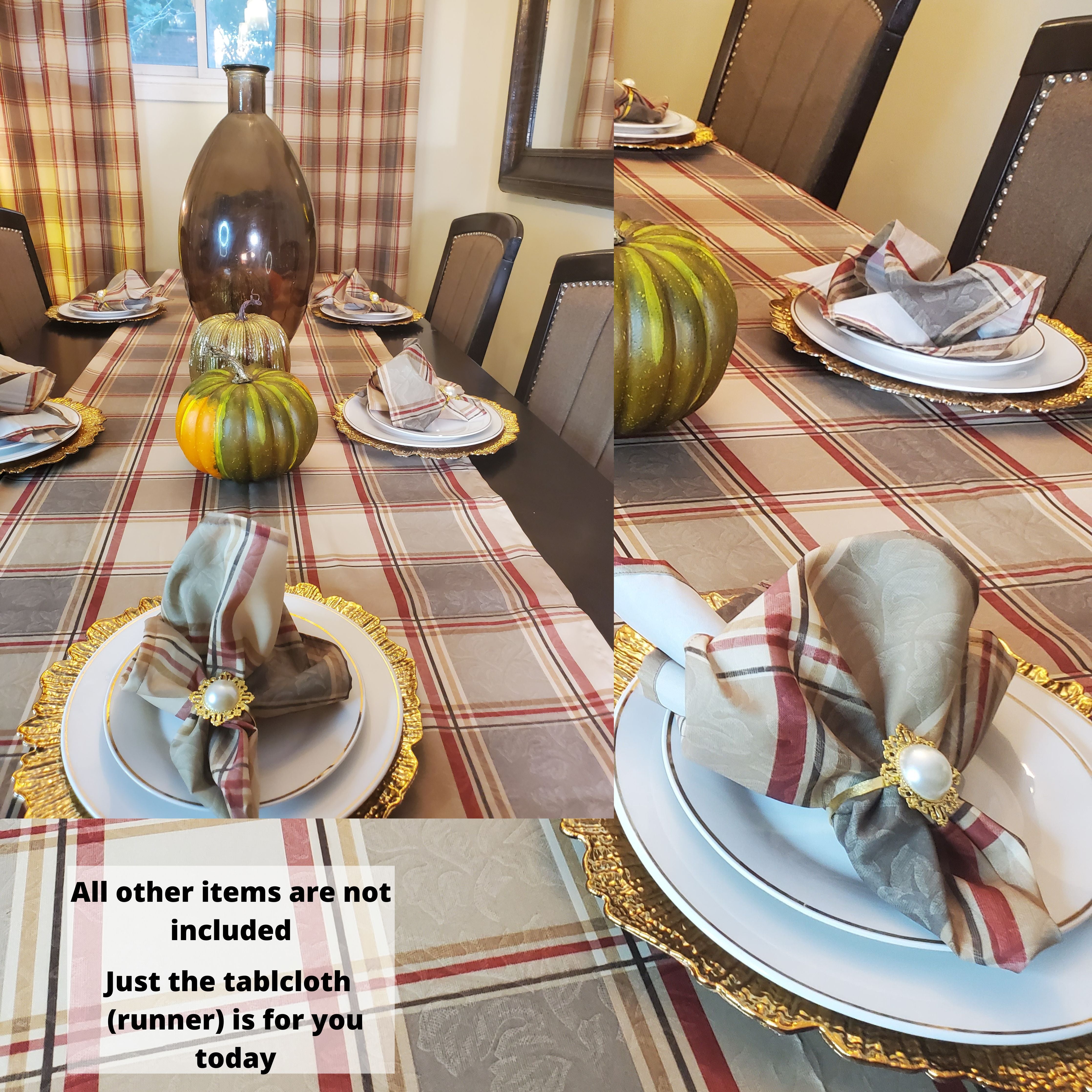 Solid Multicolor Plaid Dinning Table Set