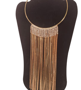 Long Gold Rhinestone Necklace