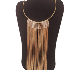 Long Gold Rhinestone Necklace - Samarlie