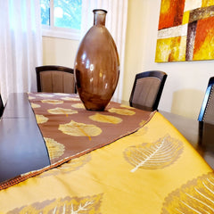 Brown Leaf Pattern Table Runner