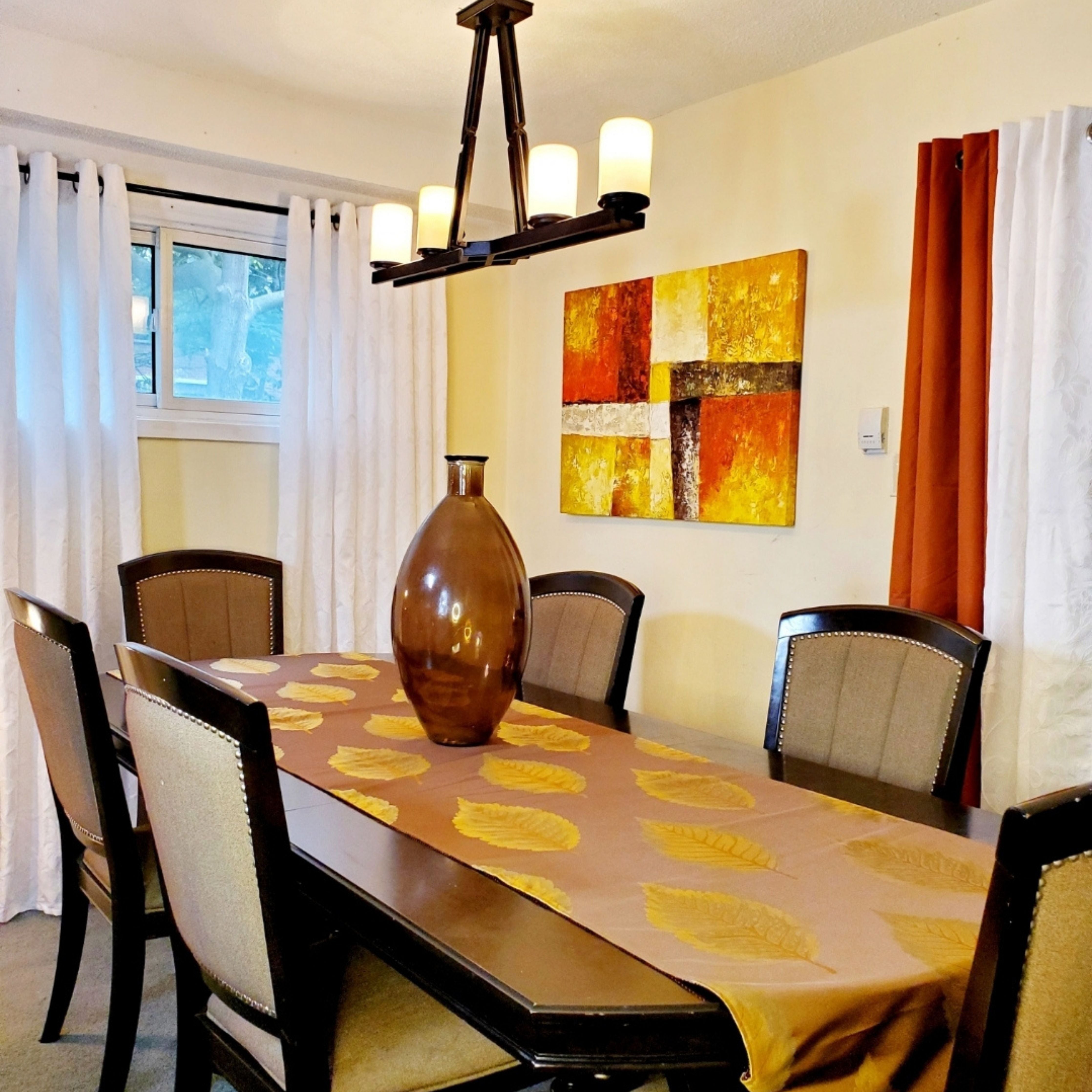 Brown Leaf Pattern Table Runner