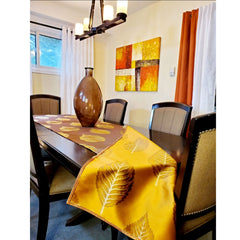 Brown Leaf Pattern Table Runner