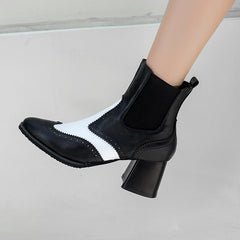 Sleeve pointed toe fashionable chunky heel ankle boots