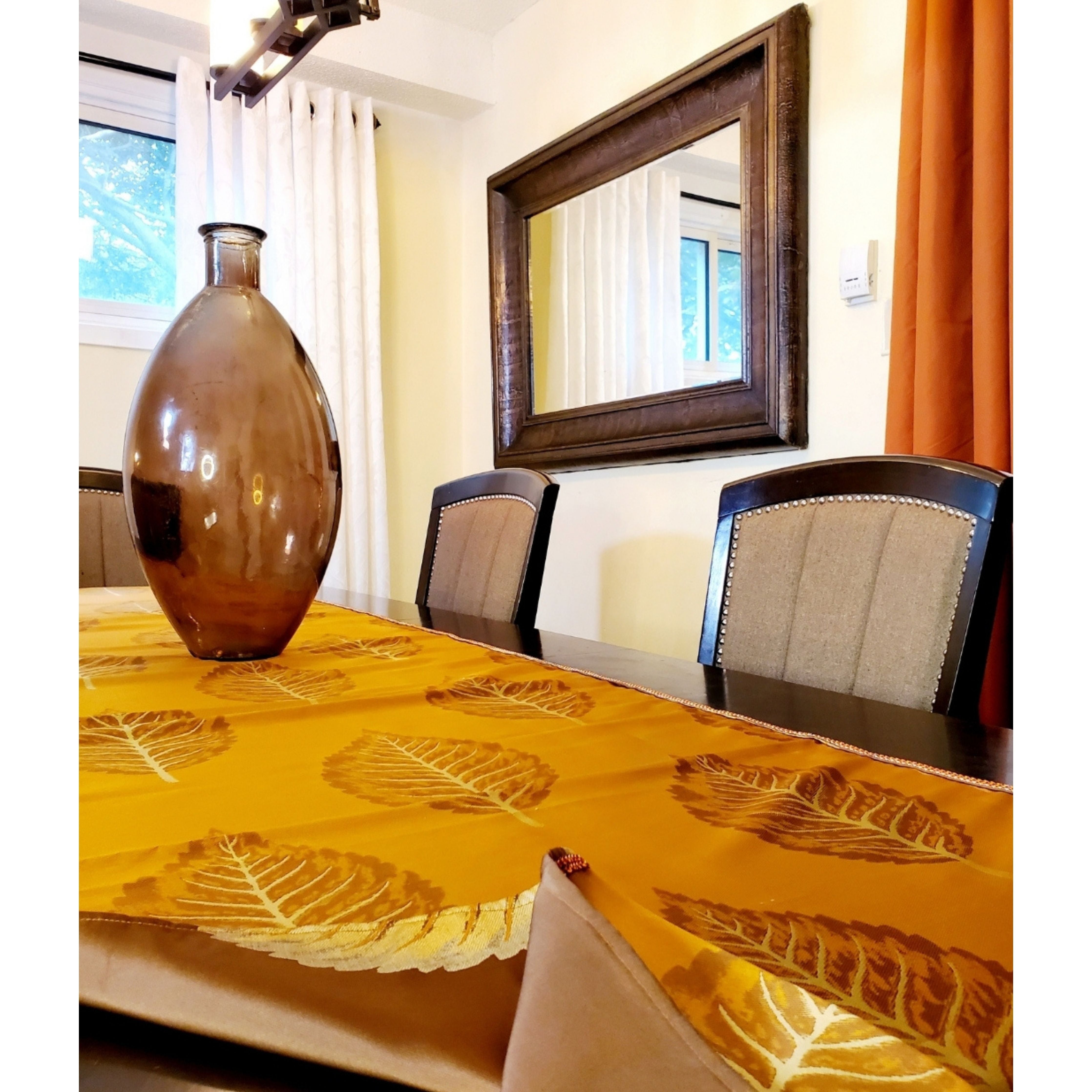 Brown Leaf Pattern Table Runner