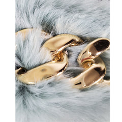 Haze-blue Metal Hollow Chain Furry Slippers