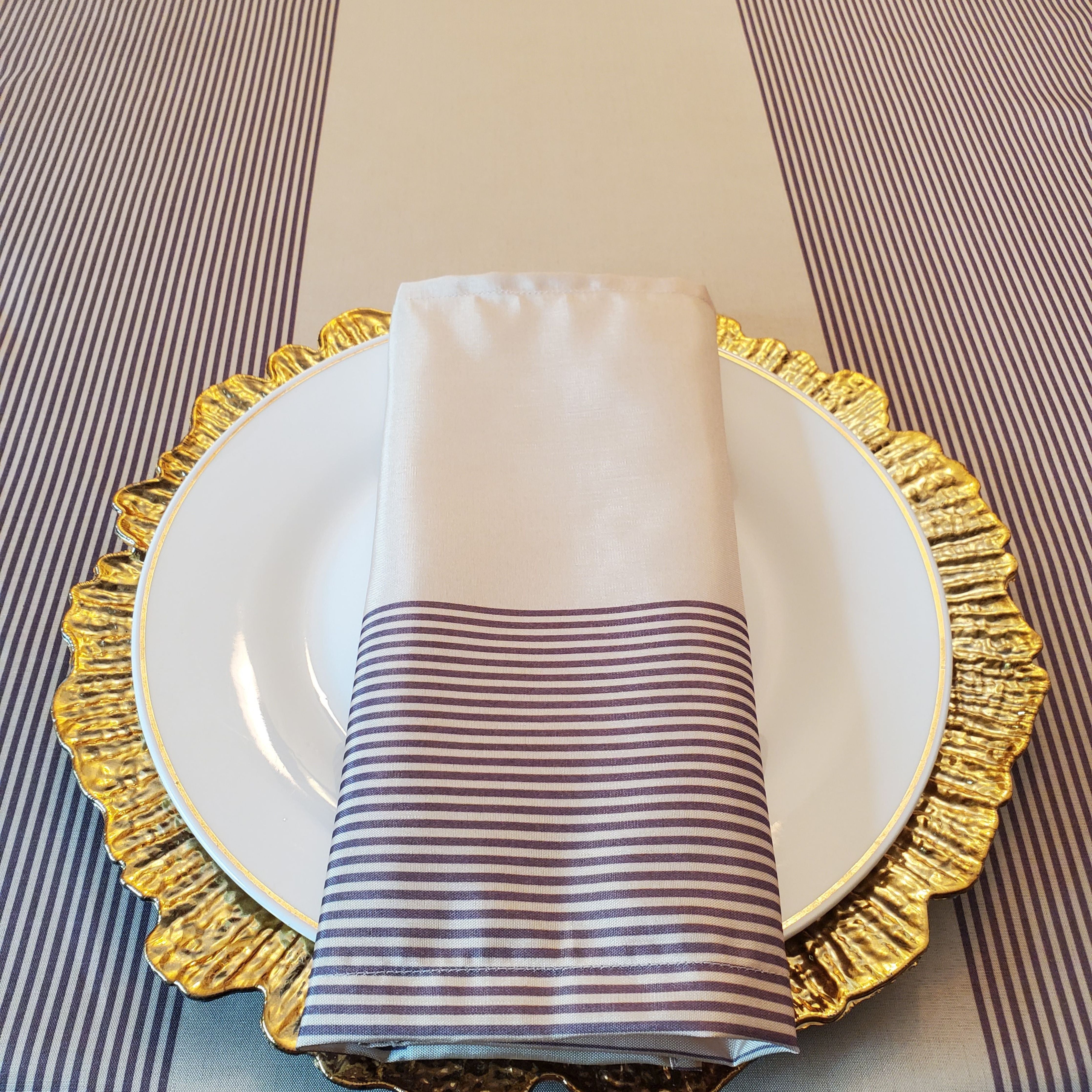 Beige & Brown stripe Dinning table Set