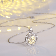 Small Silver Round Gold-plus-platinum Necklace - Samarlie