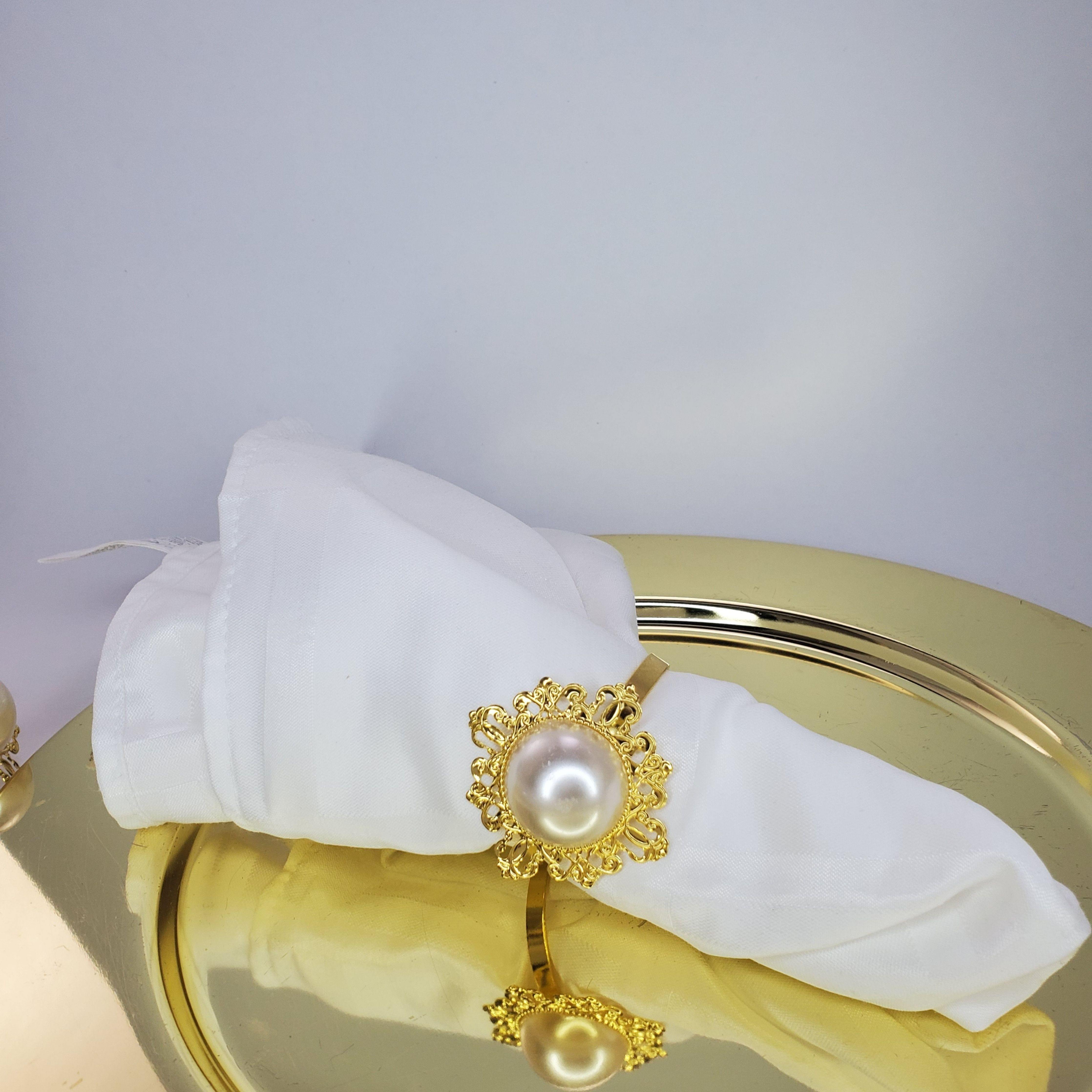 Antique Gold Faux Pearl Napkin Ring - Samarlie