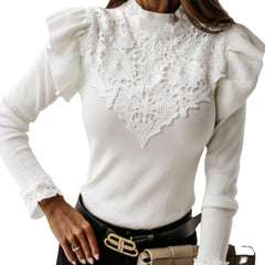 Lace Stitching Long Sleeve Fancy Shirt - Samarlie