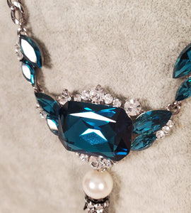 Blue Gems & Diamond Imitation Necklace