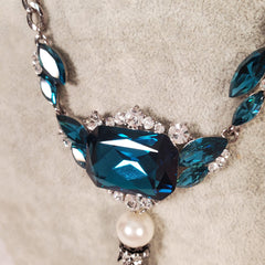 Blue Gems & Diamond Imitation Necklace - Samarlie