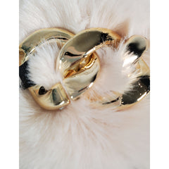 Apricot Metal Hollow Chain Furry Slippers