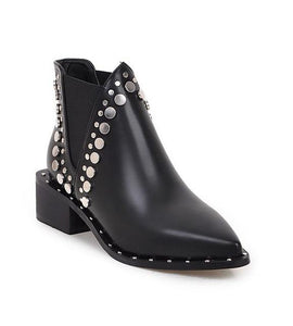 Punk Style Ankle Rivets Pointed Toe Boots