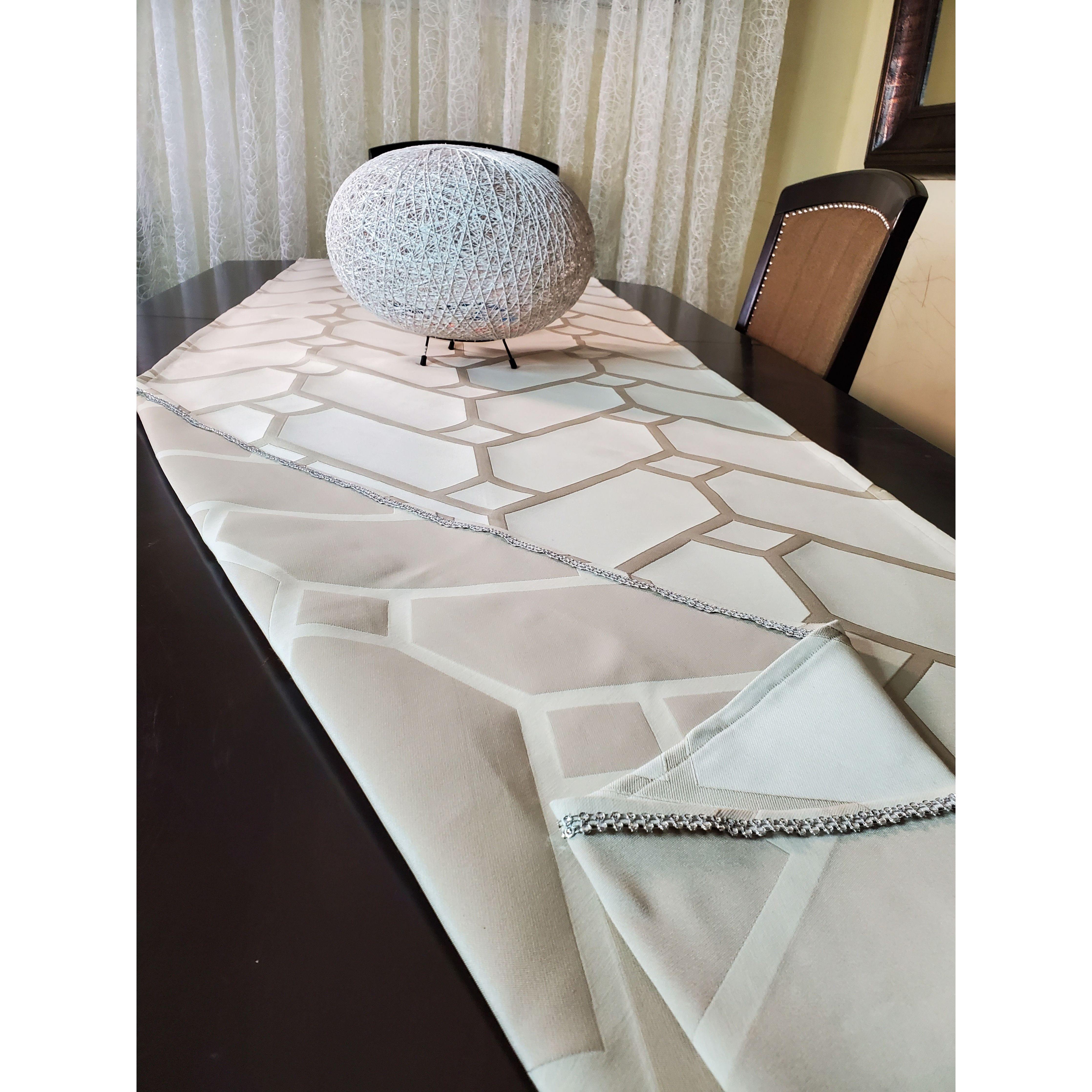 Two In One Ivory Rhinestone Mesh Table Runner - Samarlie