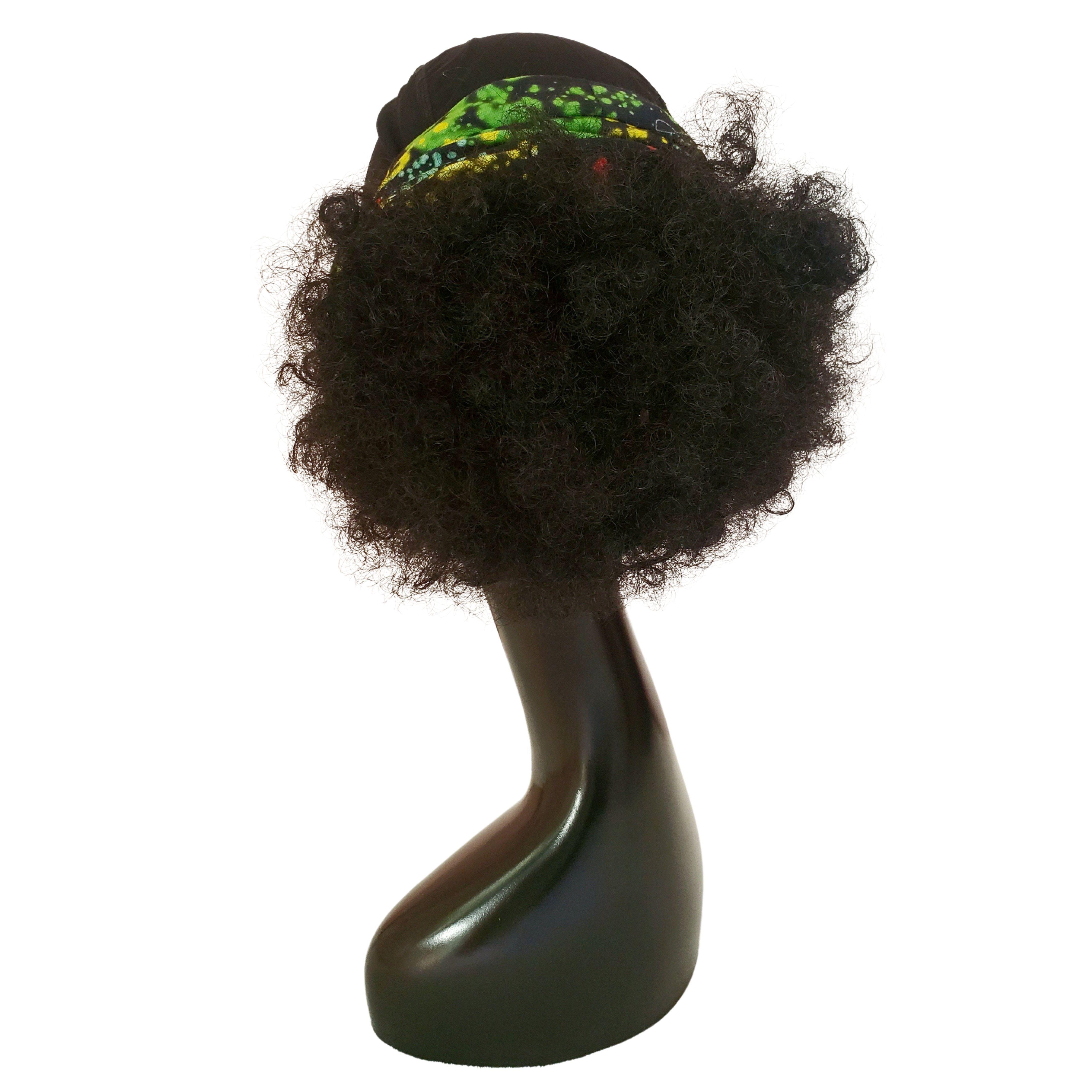 Black Curly Afro Bun Pony Cap - Samarlie