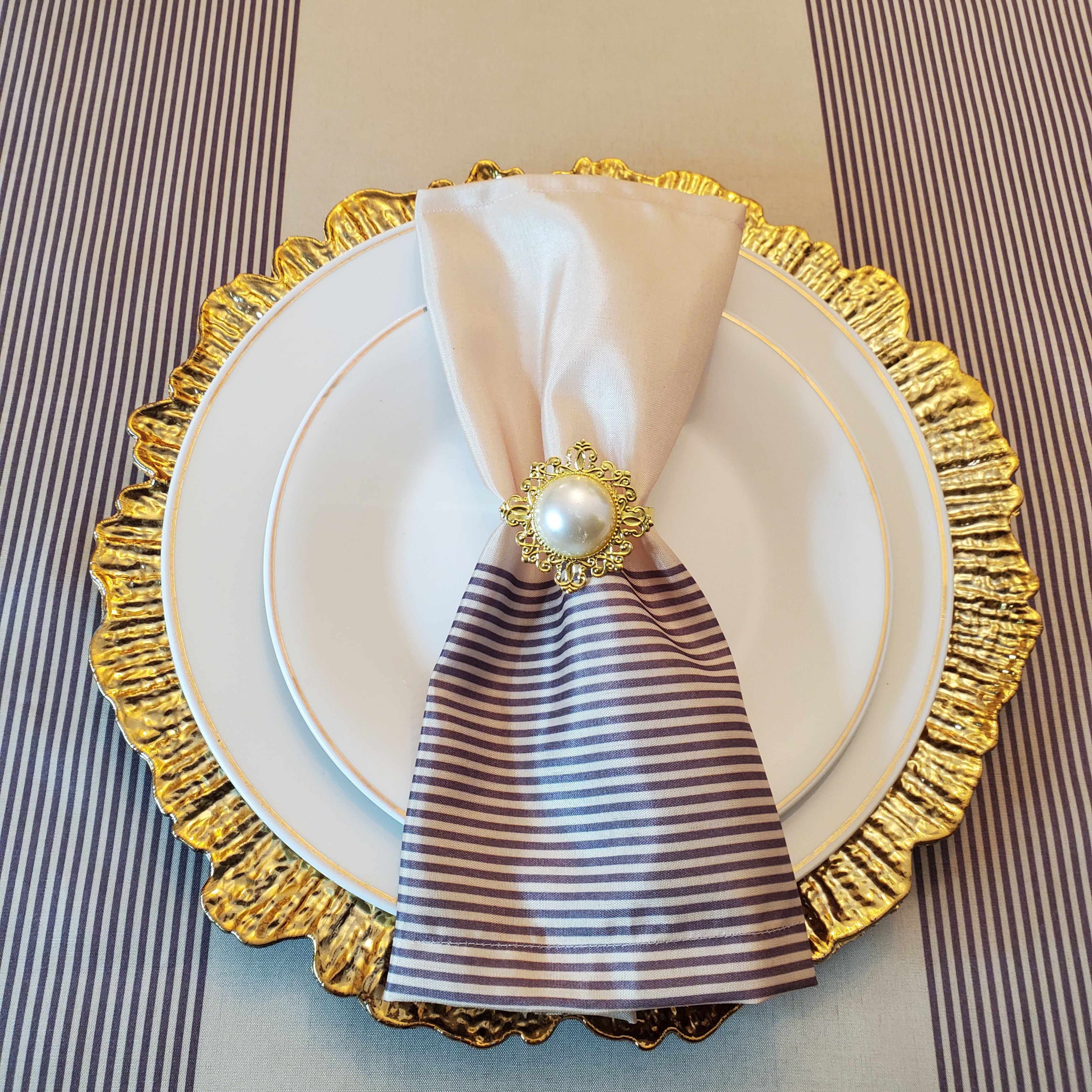 Beige & Brown stripe Dinning table Set