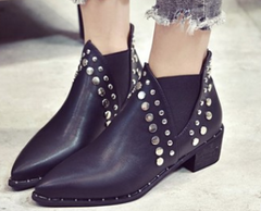 Punk Style Ankle Rivets Pointed Toe Boots