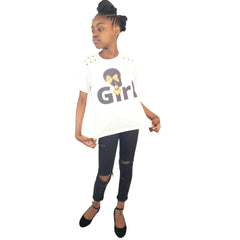 Cute Gold Bow Girl's T-Shirt - Samarlie