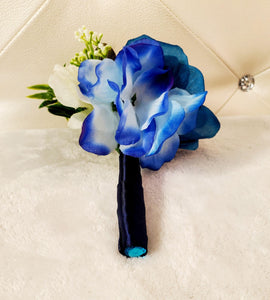 Blue Bridal Boutonnieres & Bouquet